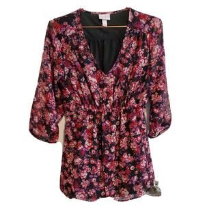 Isabel Maternity by Ingrid & Isabel Burgundy Floral Blouse Size Small